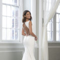 Theia Farrah, wedding dress, plain crepe wedding dress, fitted wedding dress, bateau wedding dress