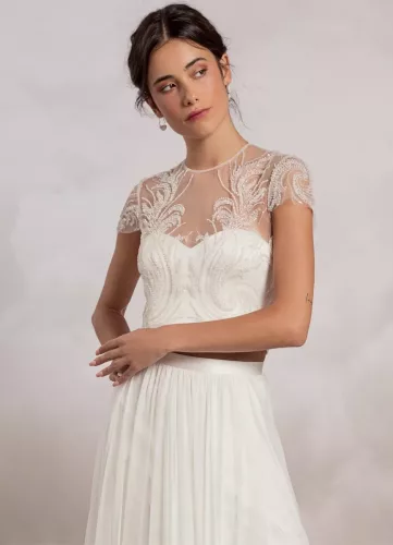 Catherine Deane Velina Topper  - Bridal separates and wedding two pieces available at Rachel Ash Bridal boutique in Atherstone, Warwickshire